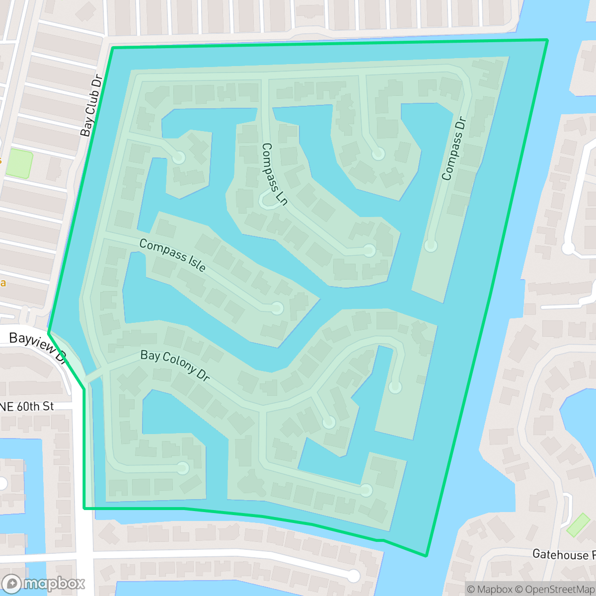 Map showing the location of Bay Colony, Fort Lauderdale, FL