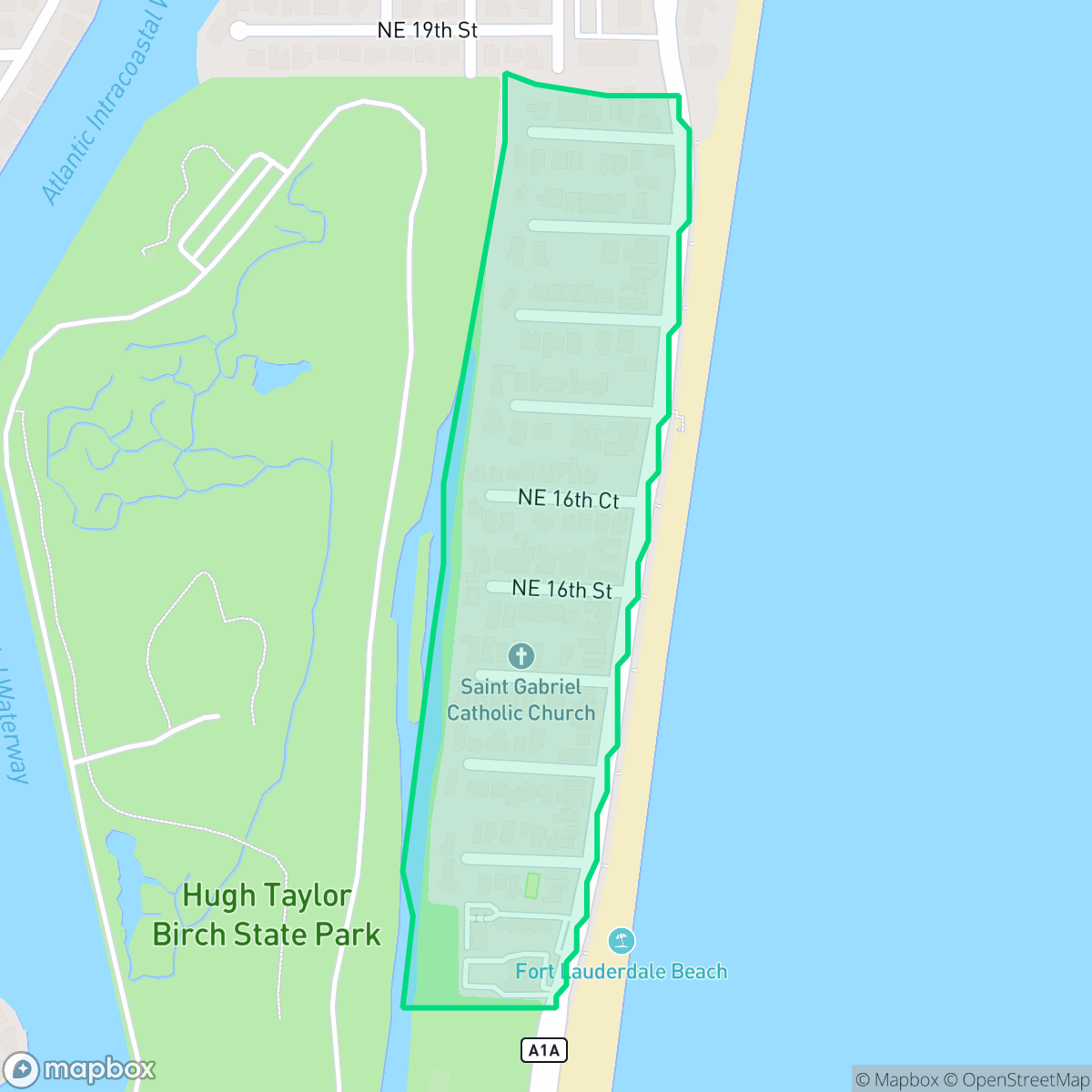 Map showing the location of Birch Park Finger Sts., Fort Lauderdale, FL