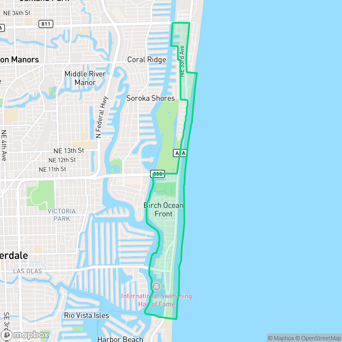 Map showing the location of Central Beach Alliance, Fort Lauderdale, FL