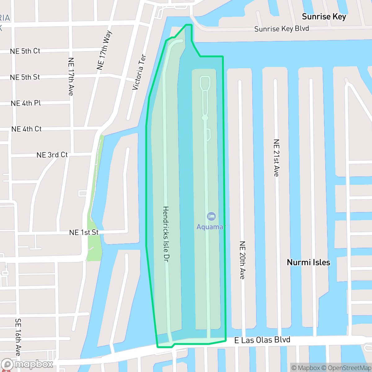 Map showing the location of Hendricks and Venice Isles, Fort Lauderdale, FL