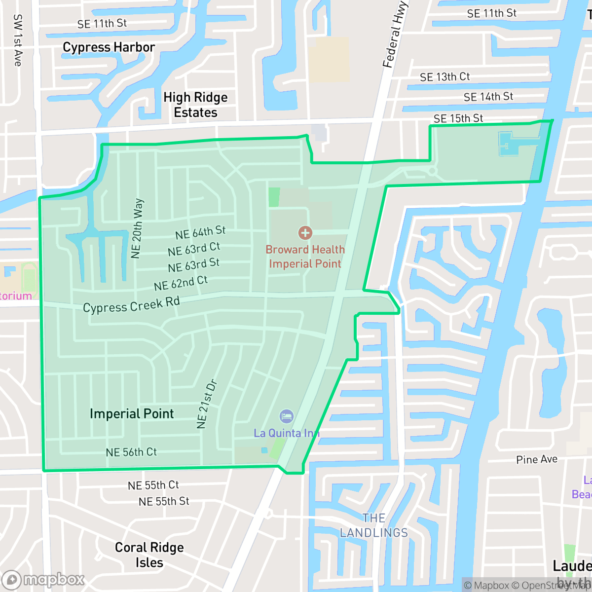 Map showing the location of Imperial Point, Fort Lauderdale, FL