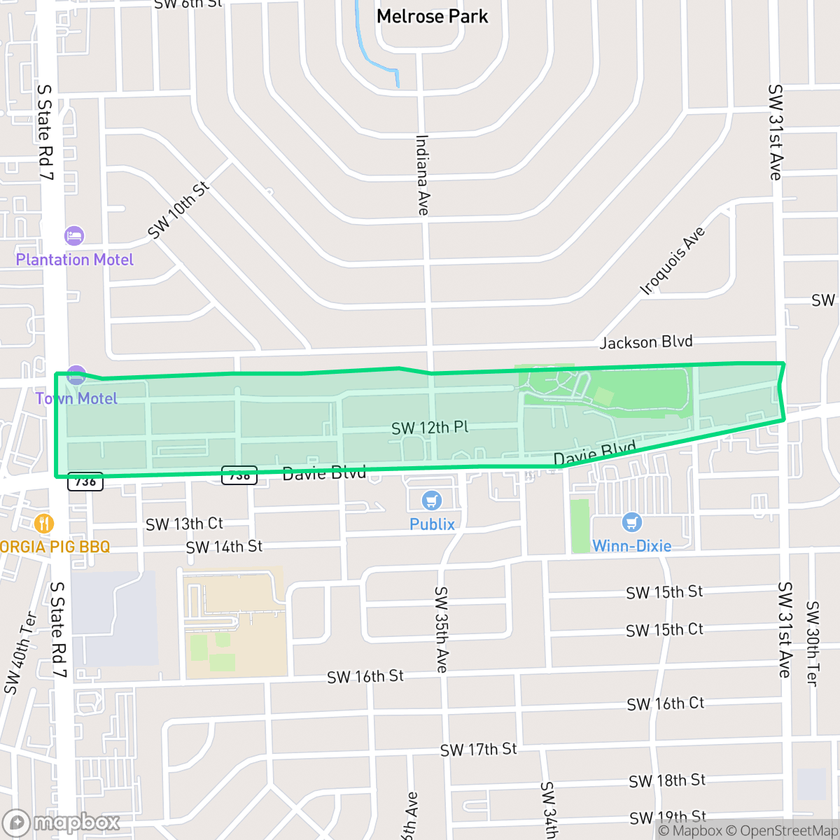 Map showing the location of Lauderdale West, Fort Lauderdale, FL