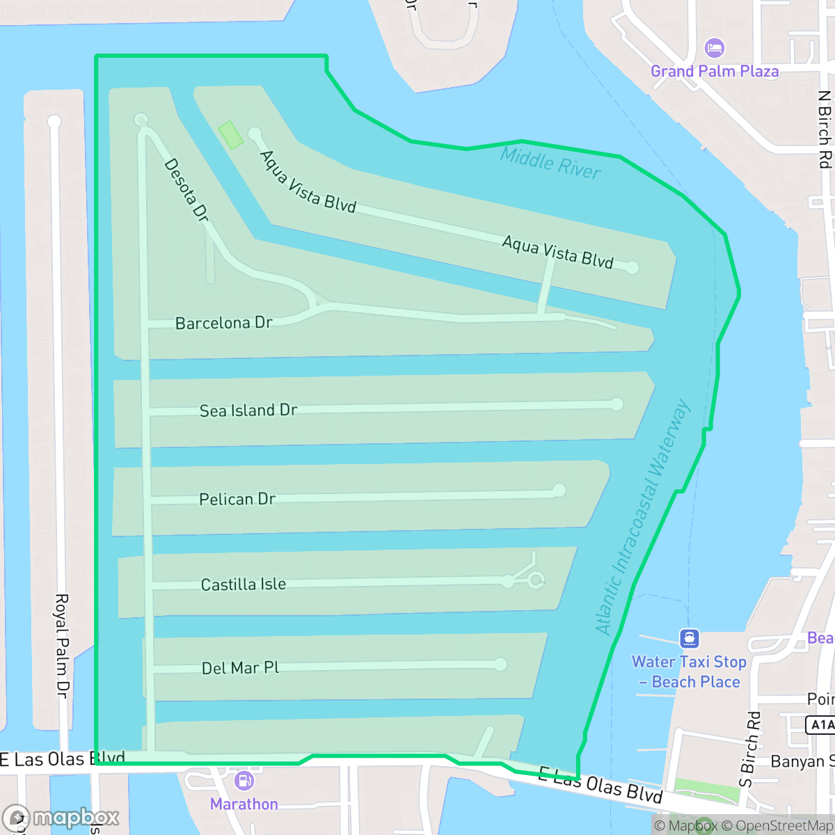Map showing the location of Seven Isles, Fort Lauderdale, FL
