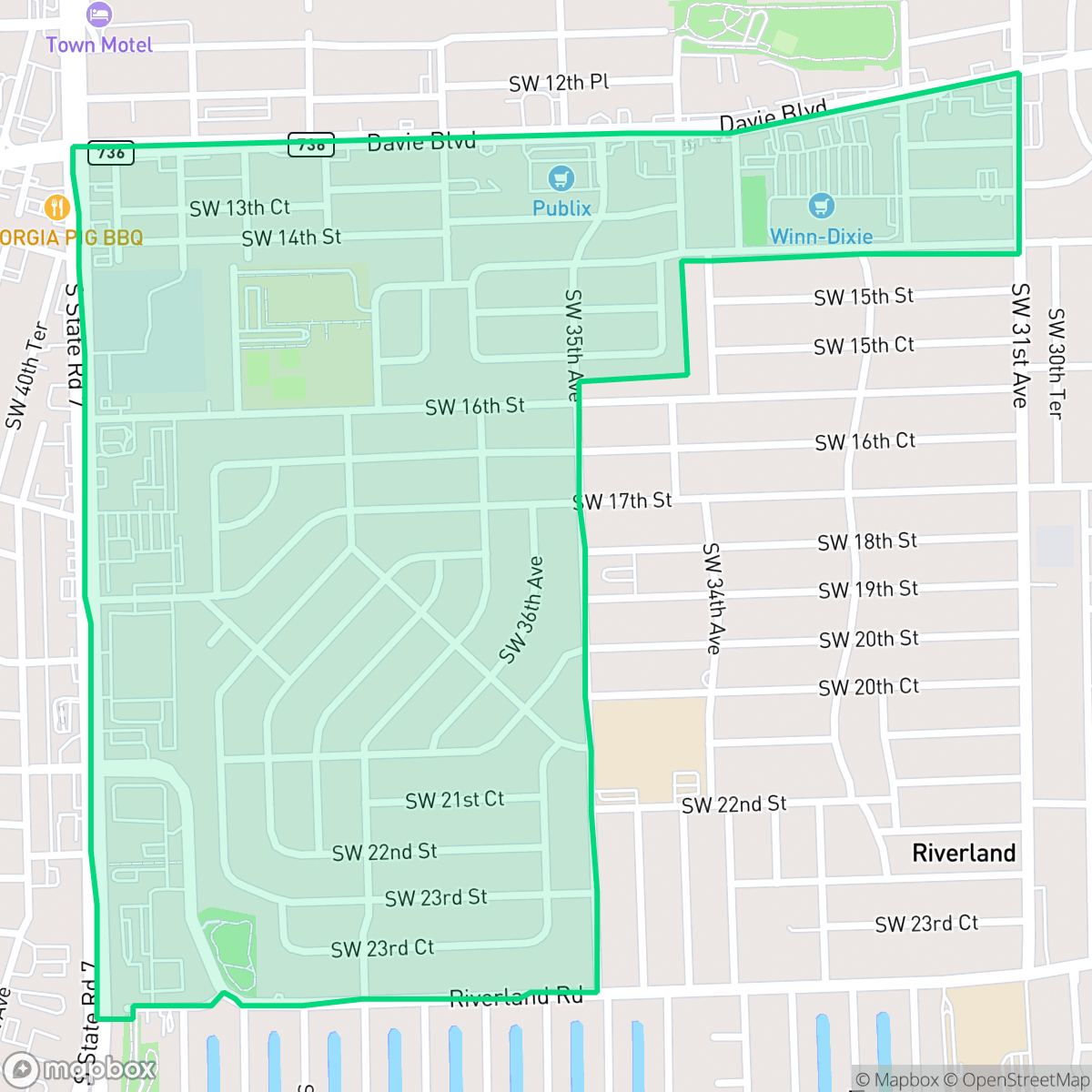 Map showing the location of Sunset, Fort Lauderdale, FL