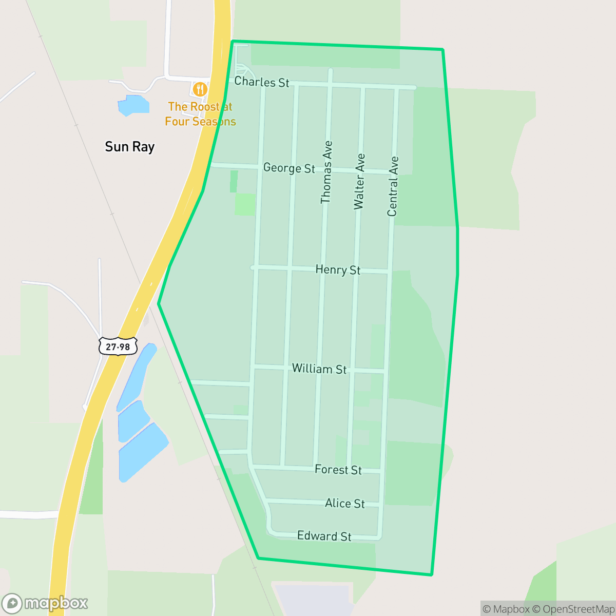Map showing the location of Sunray, Frostproof, FL