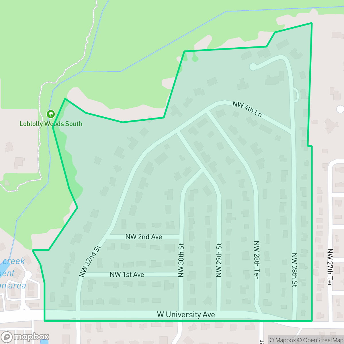 Map showing the location of Black Acres, Gainesville, FL