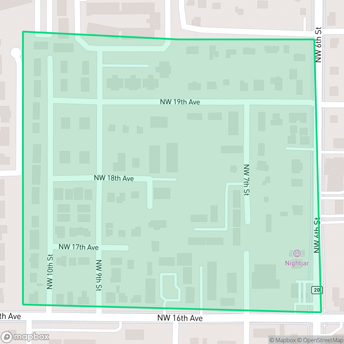 Map showing the location of Gateway Park, Gainesville, FL