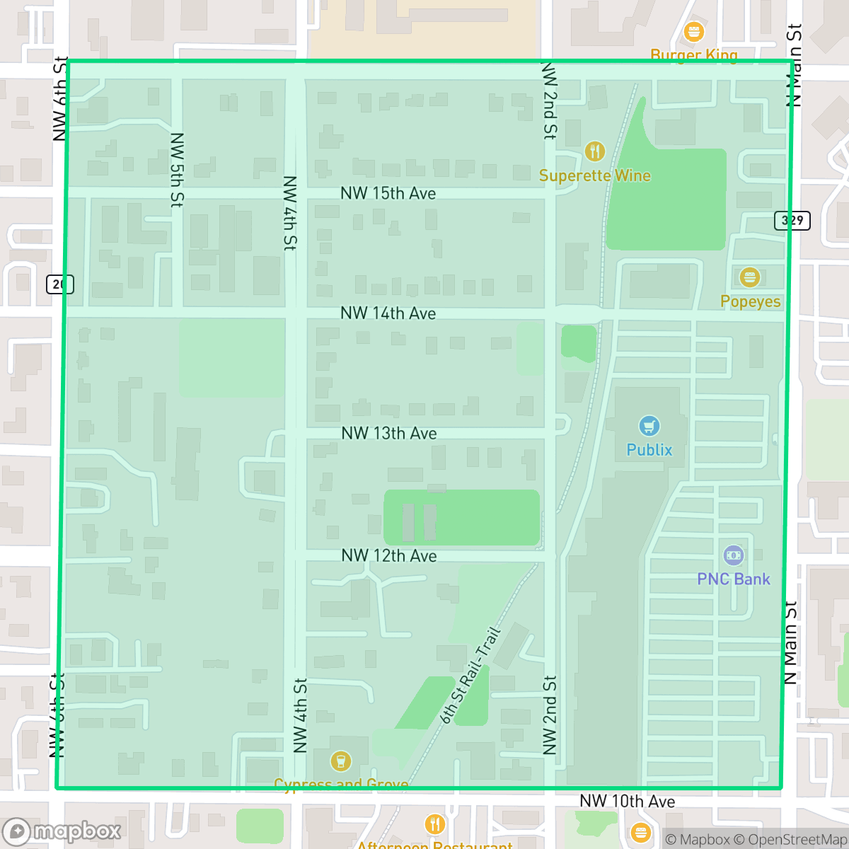 Map showing the location of Grove Street, Gainesville, FL