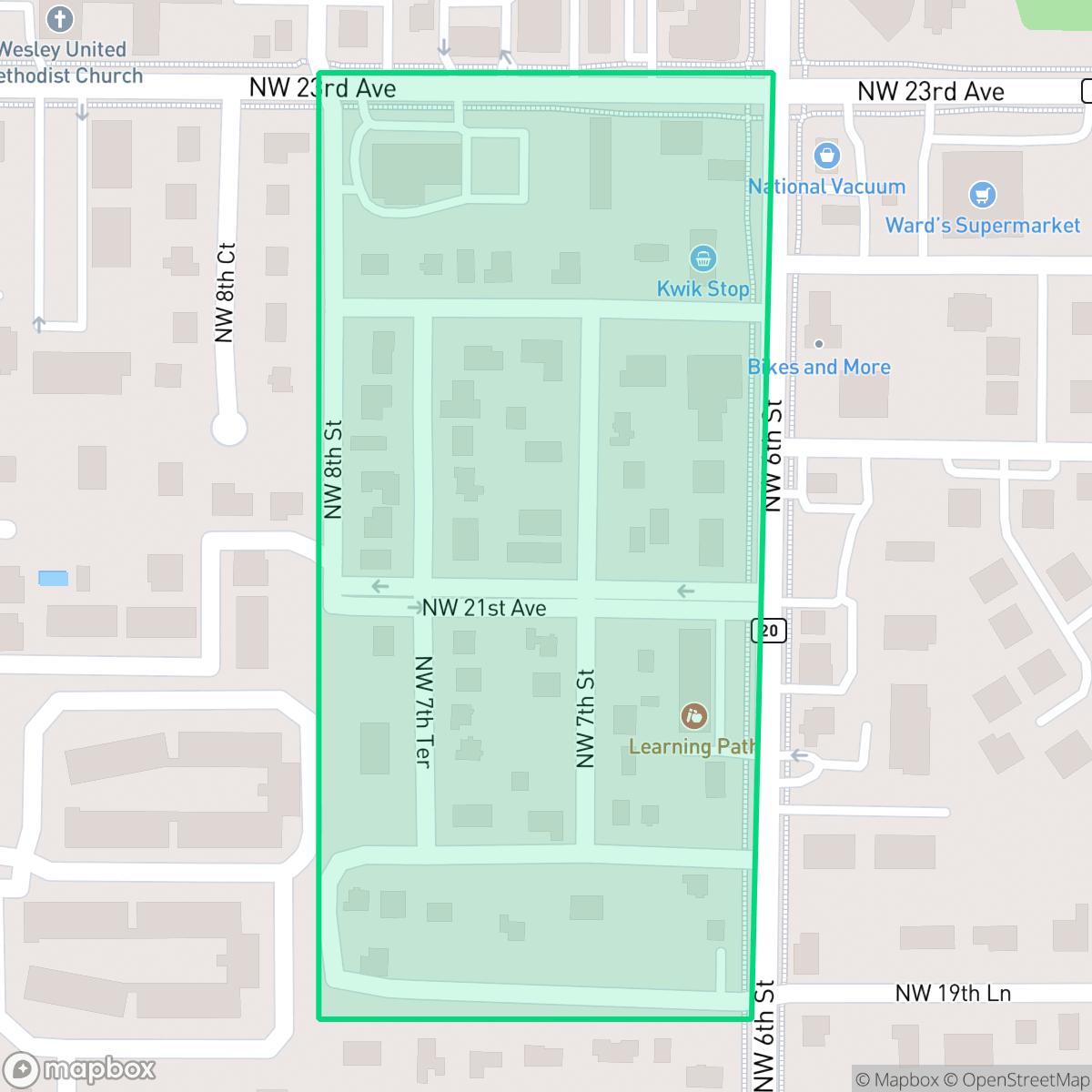 Map showing the location of Pinepark, Gainesville, FL