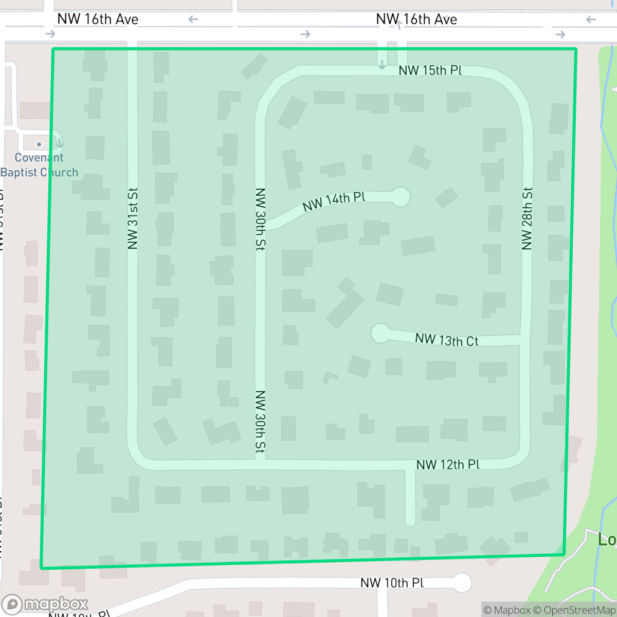 Map showing the location of Ridgewood, Gainesville, FL