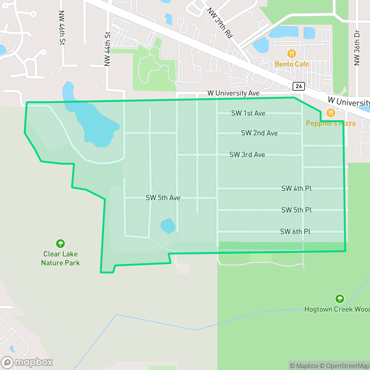 Map showing the location of Sugar Foot, Gainesville, FL