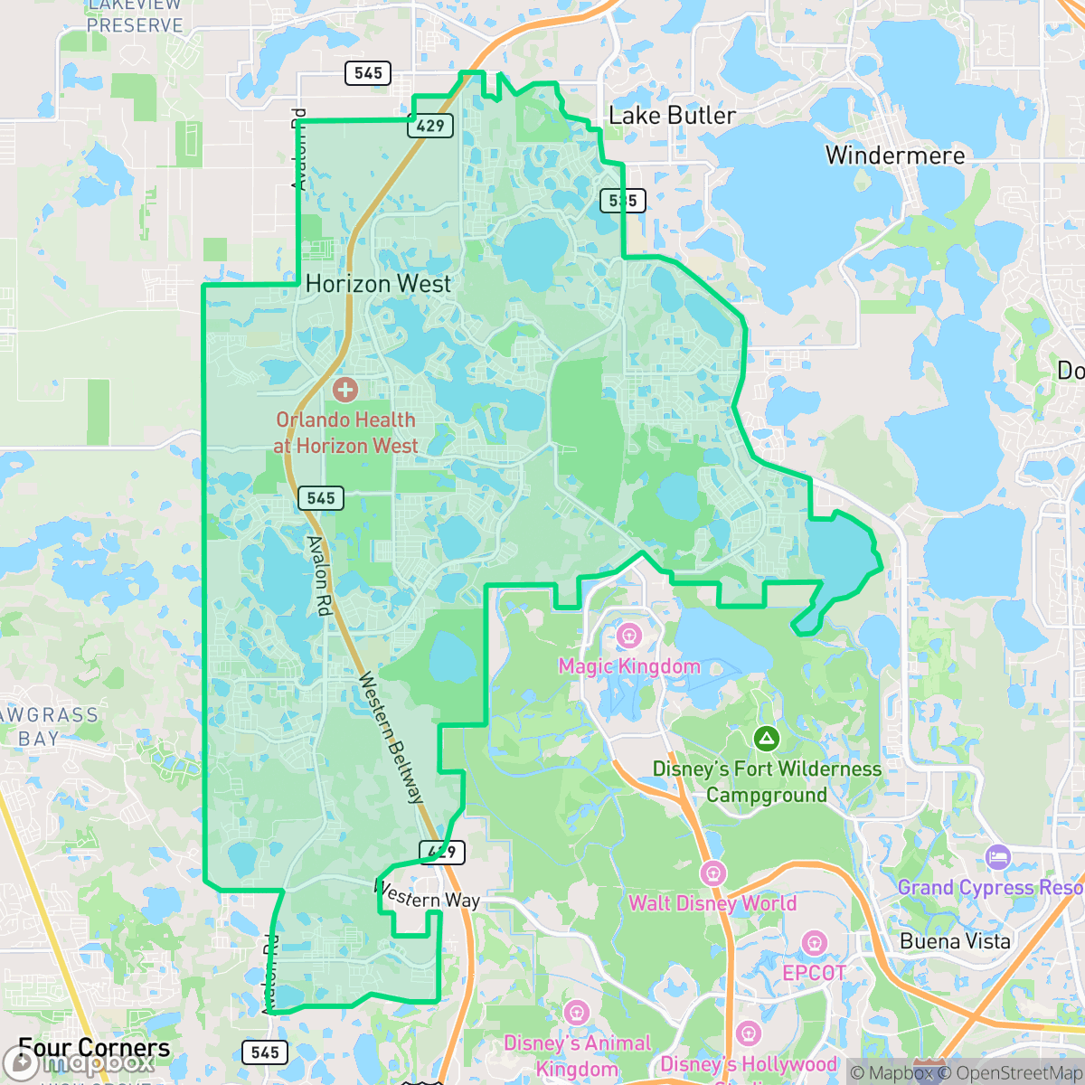 Map showing the location of Horizon West, FL — coverage area