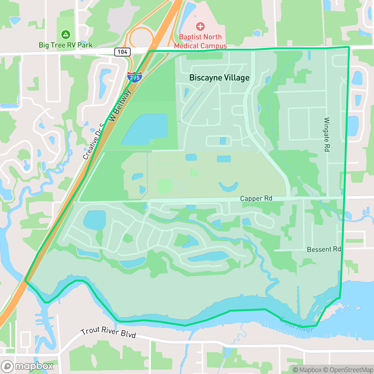 Map showing the location of Biscayne Terrace, Jacksonville, FL