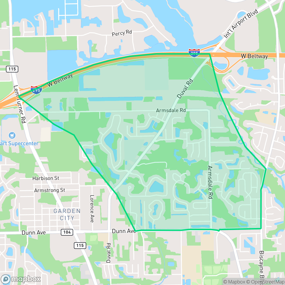 Map showing the location of Biscayne, Jacksonville, FL