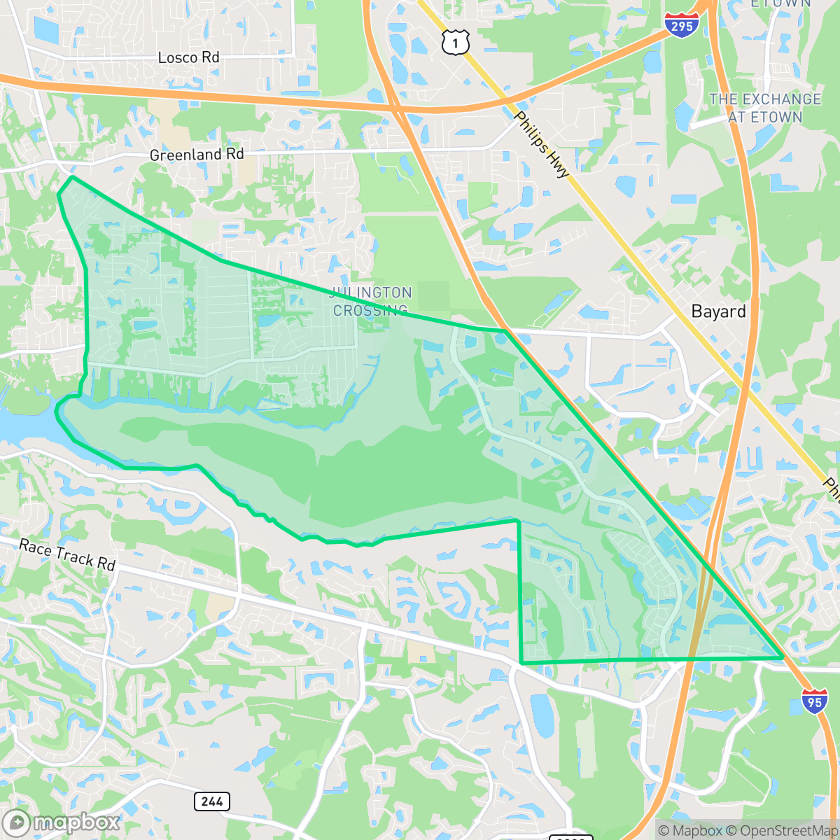 Map showing the location of Del Rio, Jacksonville, FL