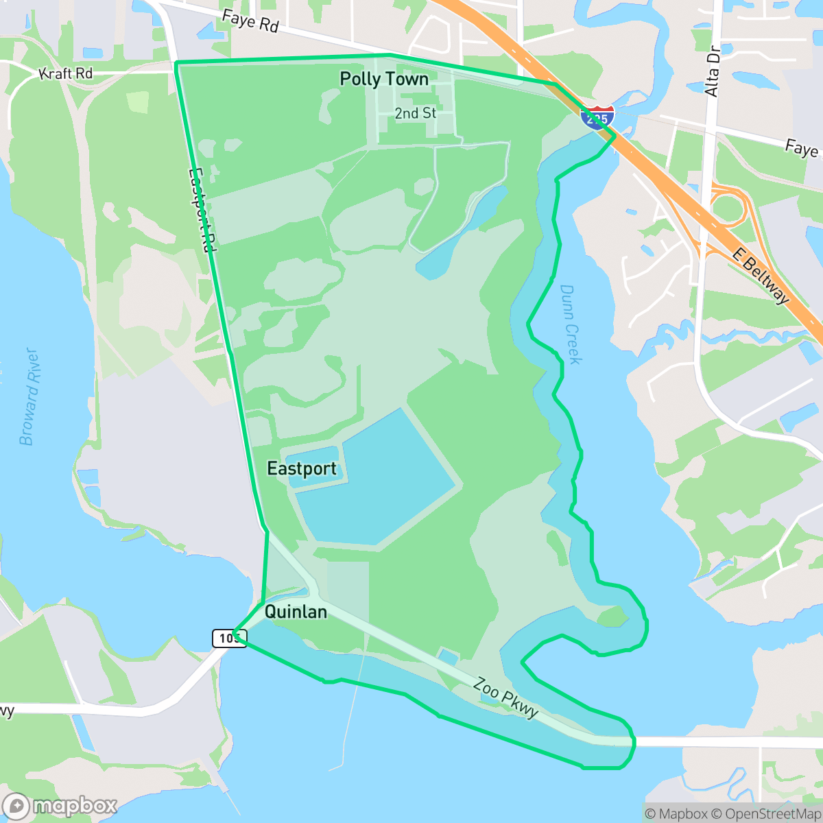 Map showing the location of Eastport, Jacksonville, FL