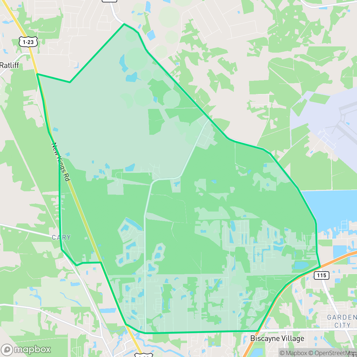 Map showing the location of Forest Trails, Jacksonville, FL