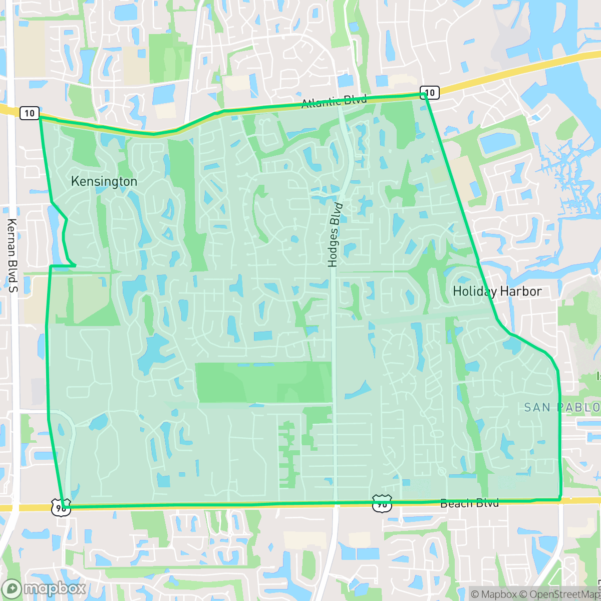 Map showing the location of Golden Glades - The Woods, Jacksonville, FL