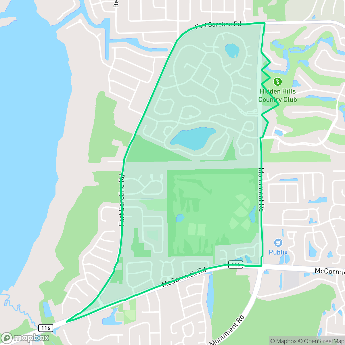 Map showing the location of Hidden Hills, Jacksonville, FL