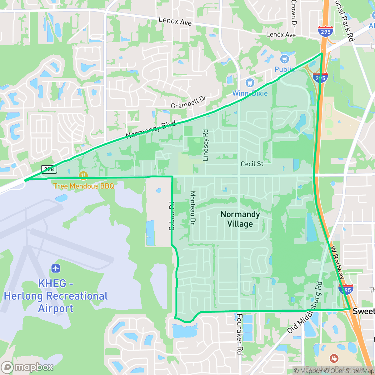 Map showing the location of Normandy Manor, Jacksonville, FL