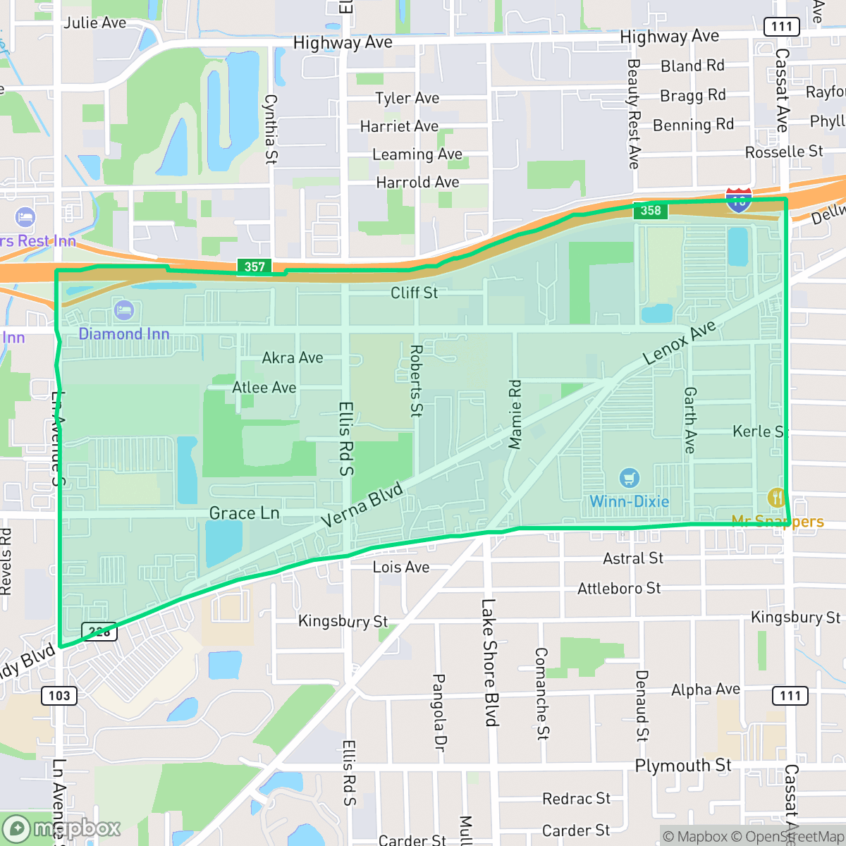 Map showing the location of Normandy, Jacksonville, FL
