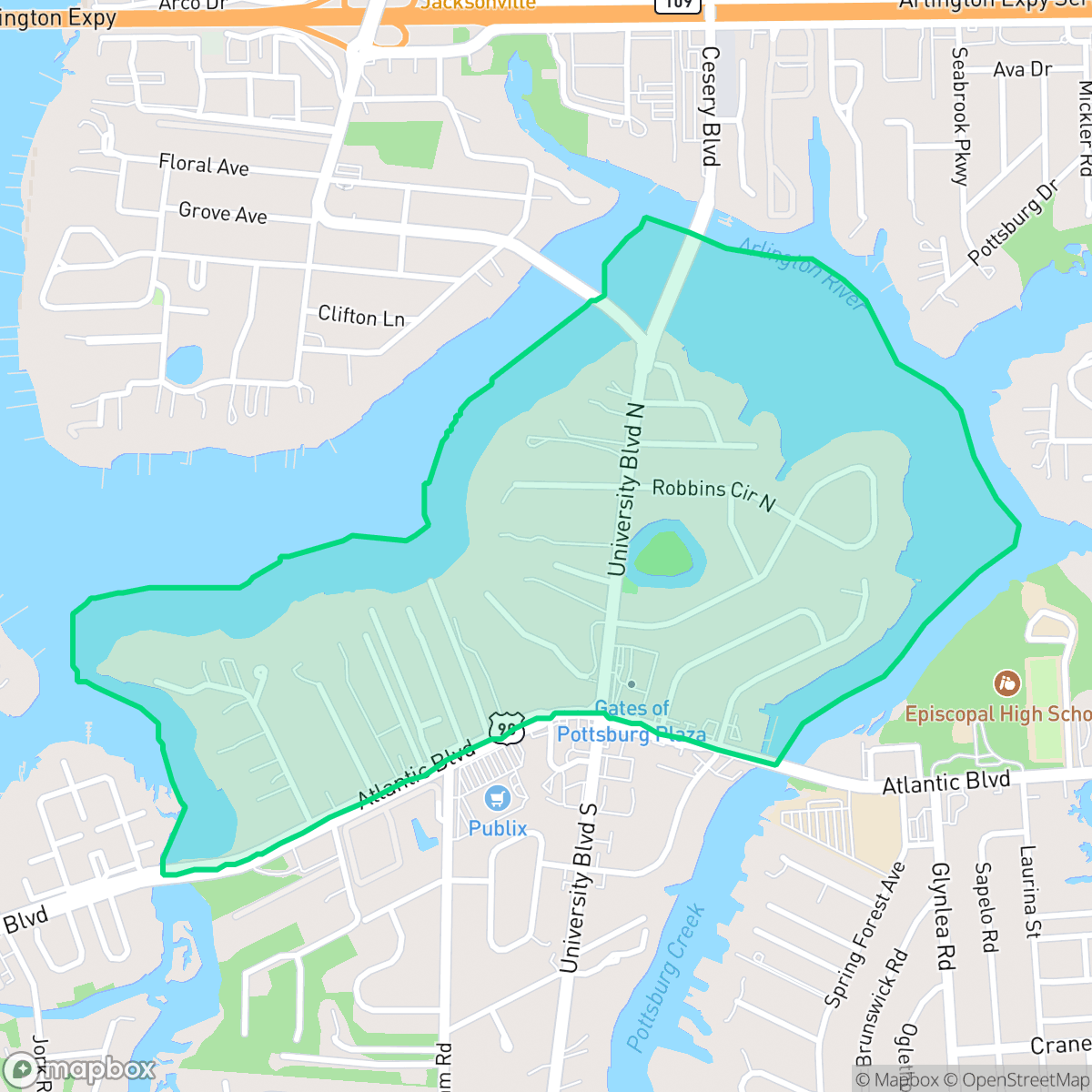 Map showing the location of Oak Haven, Jacksonville, FL