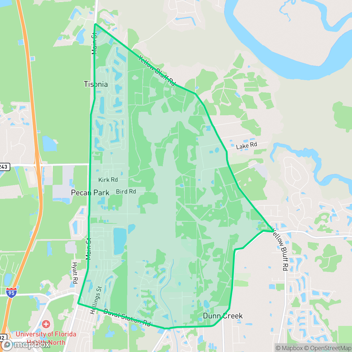 Map showing the location of Pecan Park, Jacksonville, FL