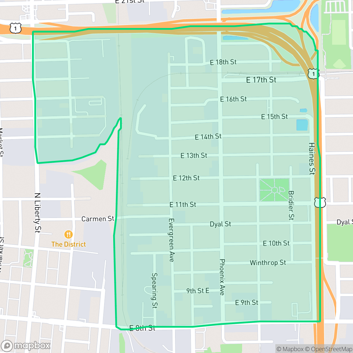 Map showing the location of Phoenix, Jacksonville, FL
