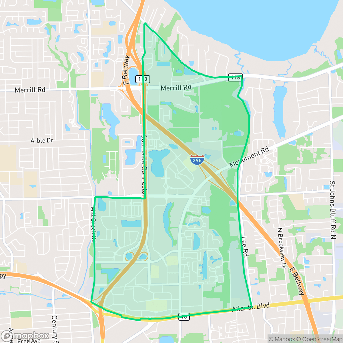 Map showing the location of Regency, Jacksonville, FL