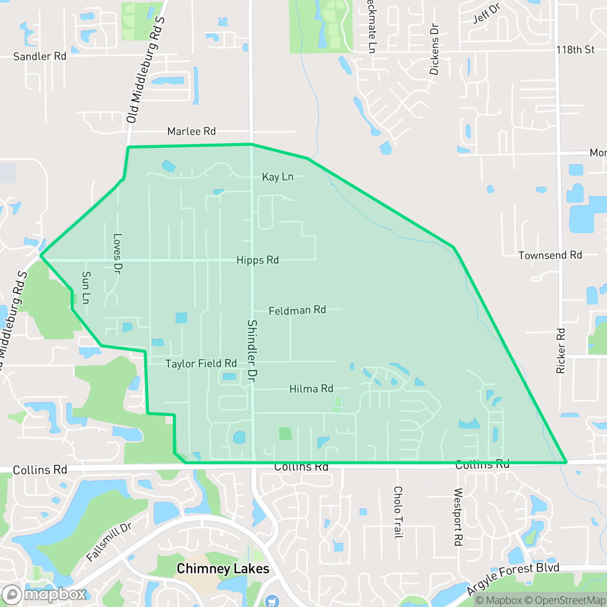 Map showing the location of Settlers Landing, Jacksonville, FL