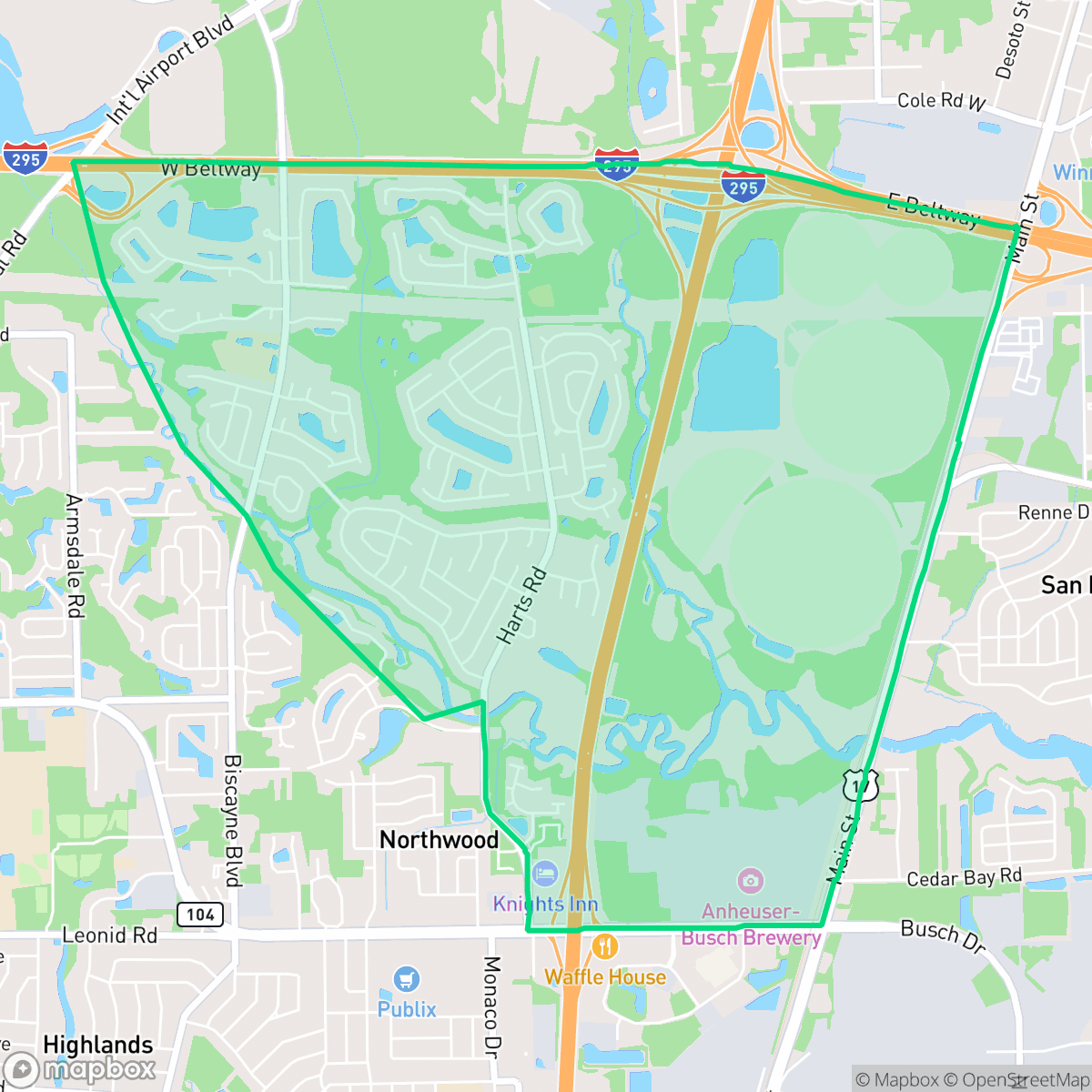 Map showing the location of Turtle Creek, Jacksonville, FL