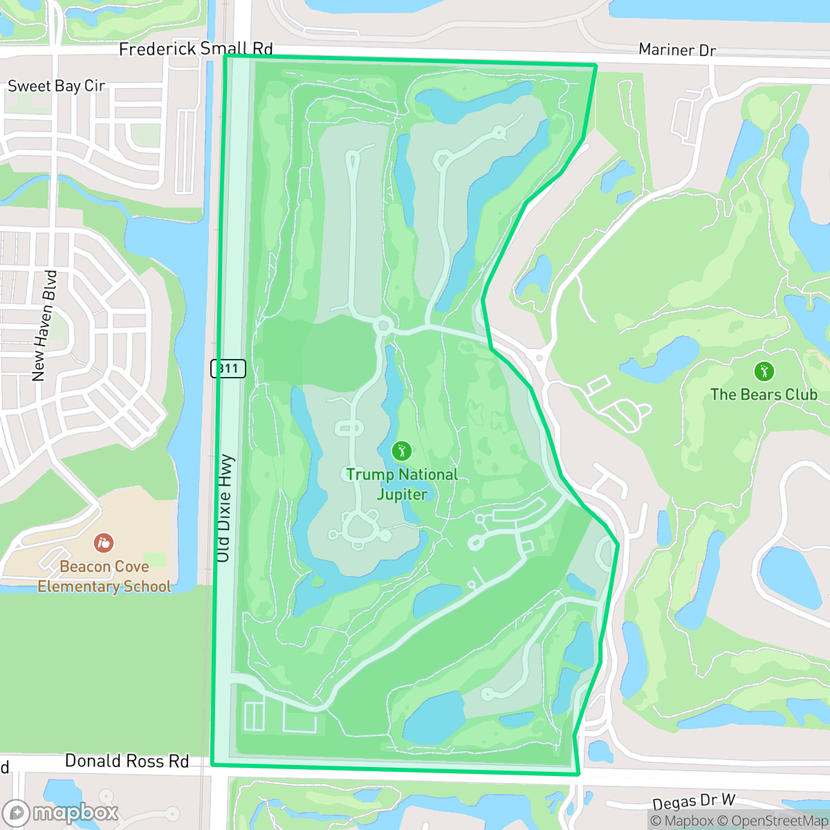 Map showing the location of Ritz Carlton, Jupiter, FL