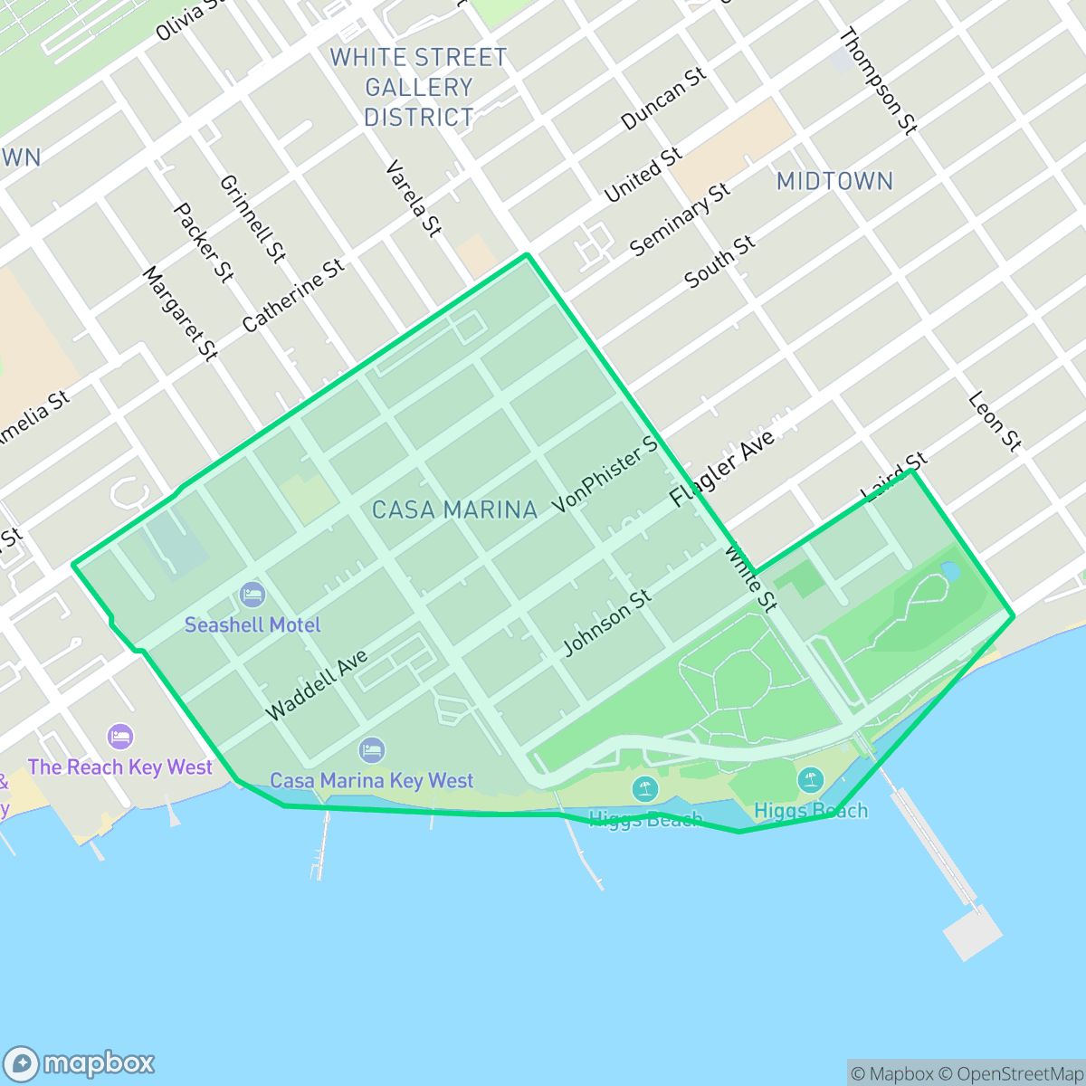 Map showing the location of Casa Marina, Key West, FL
