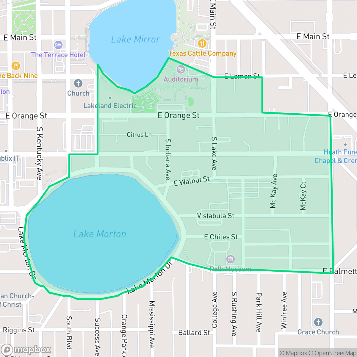 Map showing the location of East Lake Morton, Lakeland, FL