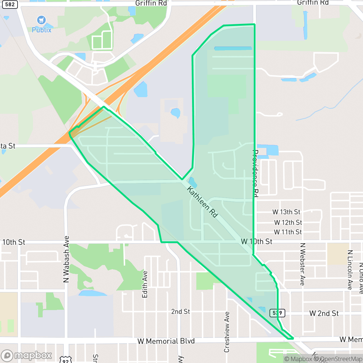 Map showing the location of Kathleen, Lakeland, FL