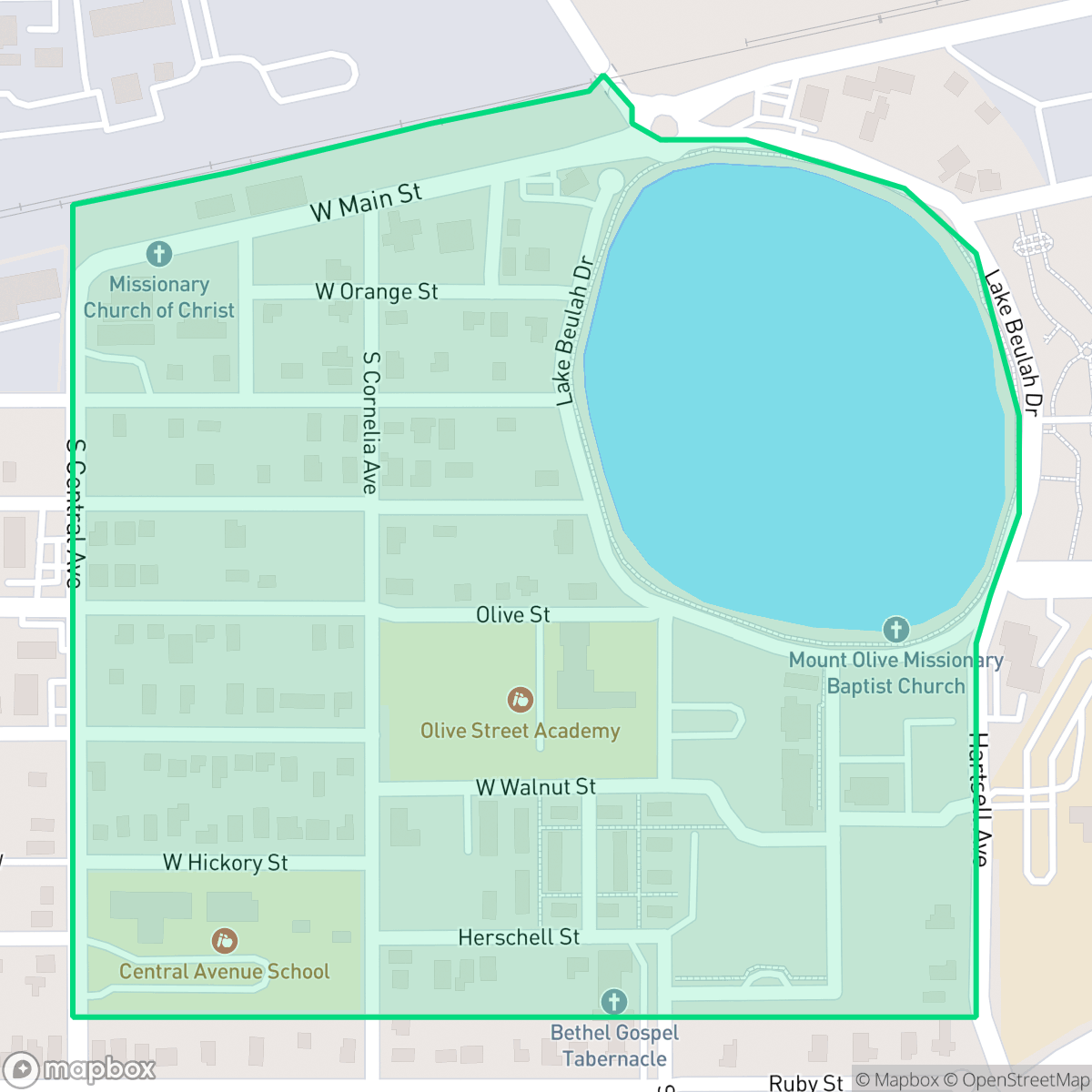 Map showing the location of Lake Beulah, Lakeland, FL