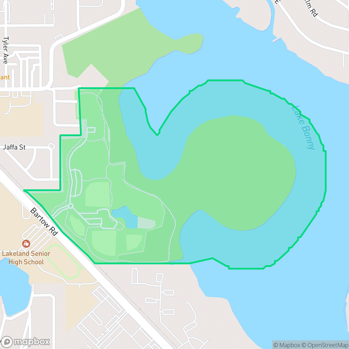 Map showing the location of Lake Bonny Park, Lakeland, FL