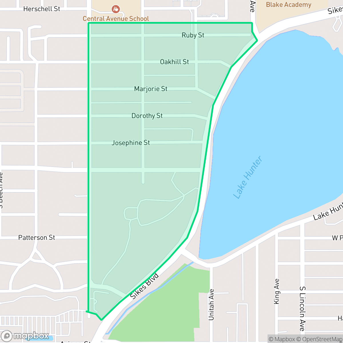 Map showing the location of Lake Hunter Terrace, Lakeland, FL