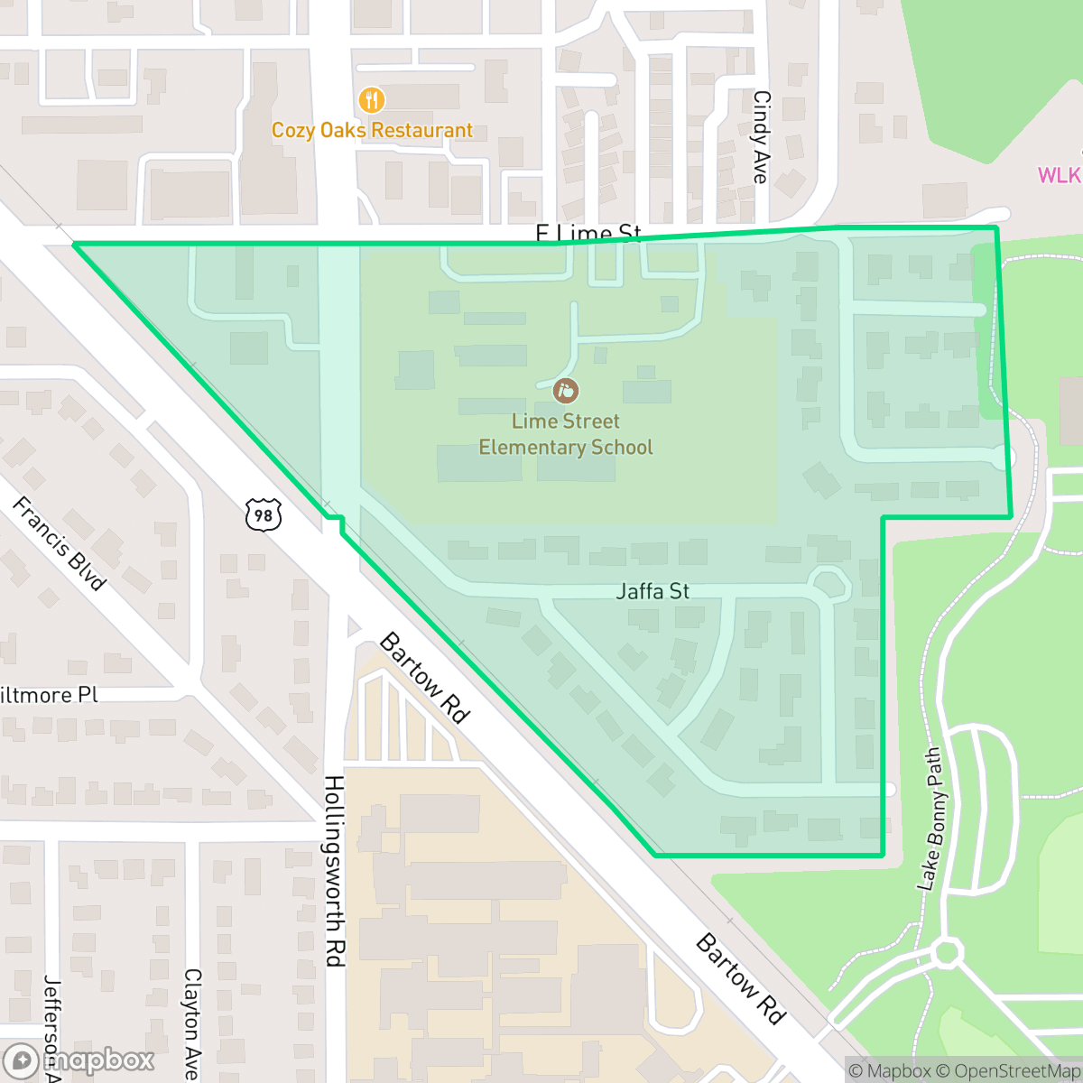 Map showing the location of Lime Street, Lakeland, FL