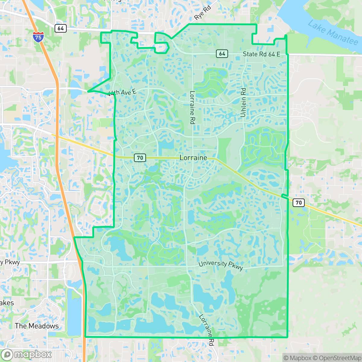 Map showing the location of Lakewood Ranch, FL — coverage area