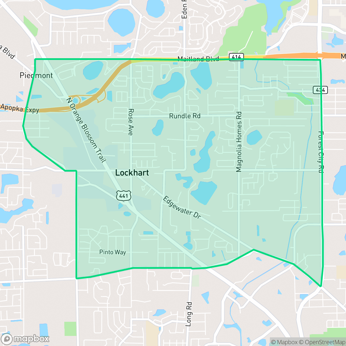 Map showing the location of Lockhart, FL — coverage area