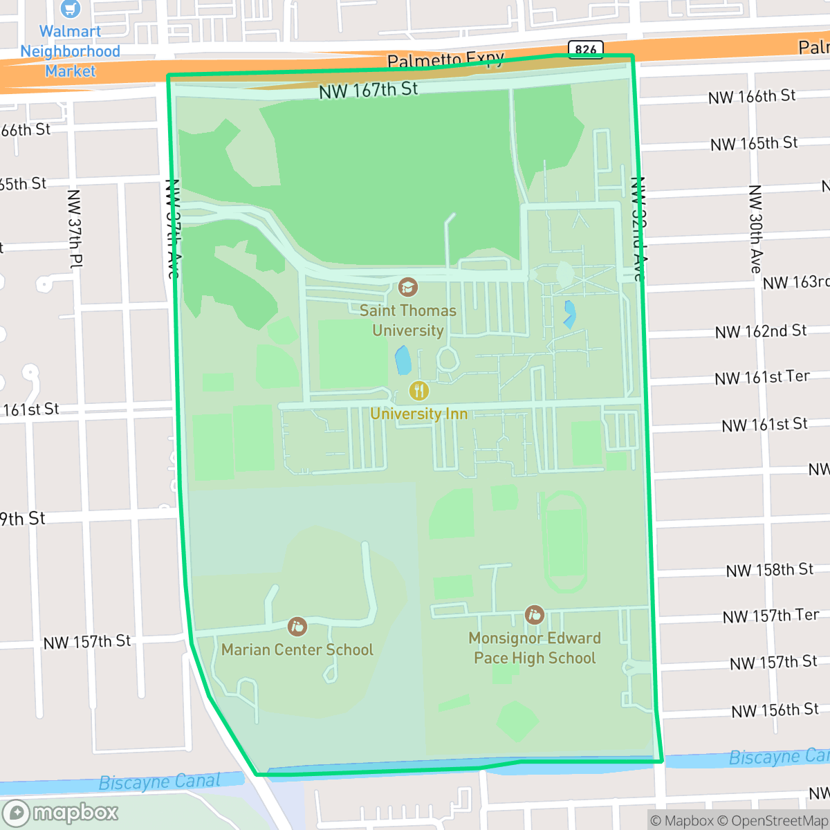 Map showing the location of St. Thomas, Miami Gardens, FL