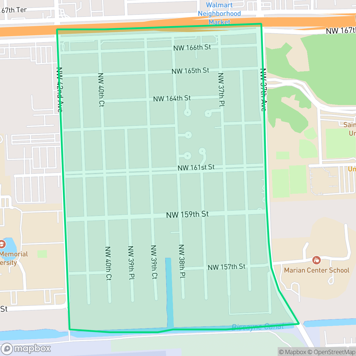 Map showing the location of Venitian Gardens, Miami Gardens, FL