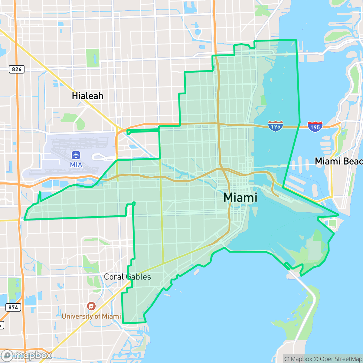 Map showing the location of Miami, FL — coverage area