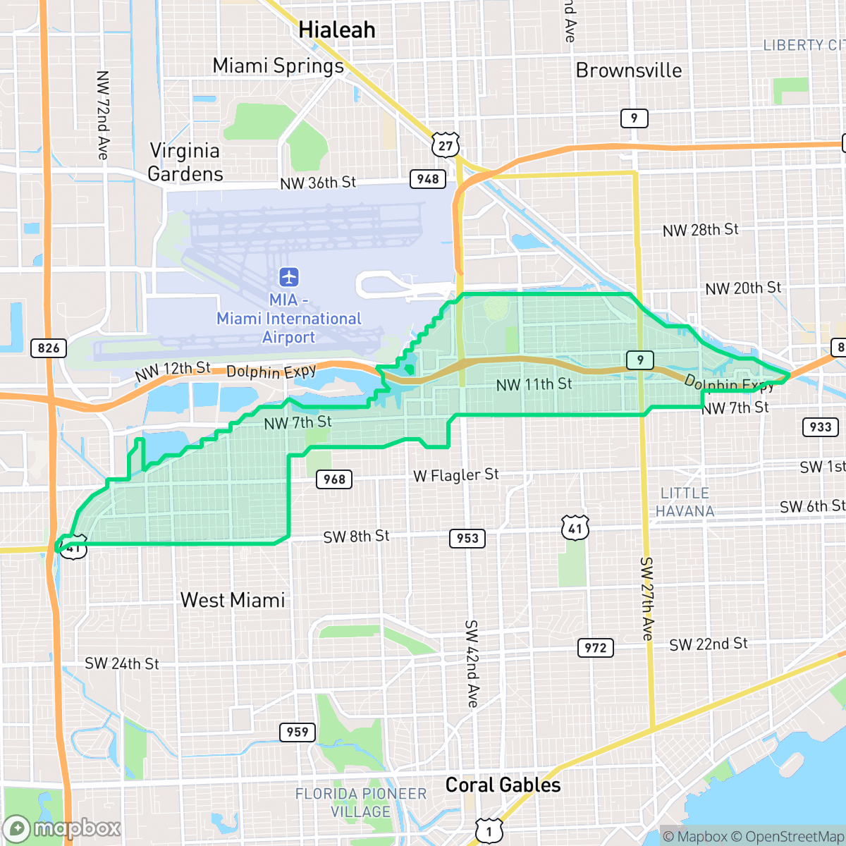 Map showing the location of Flagami, Miami, FL