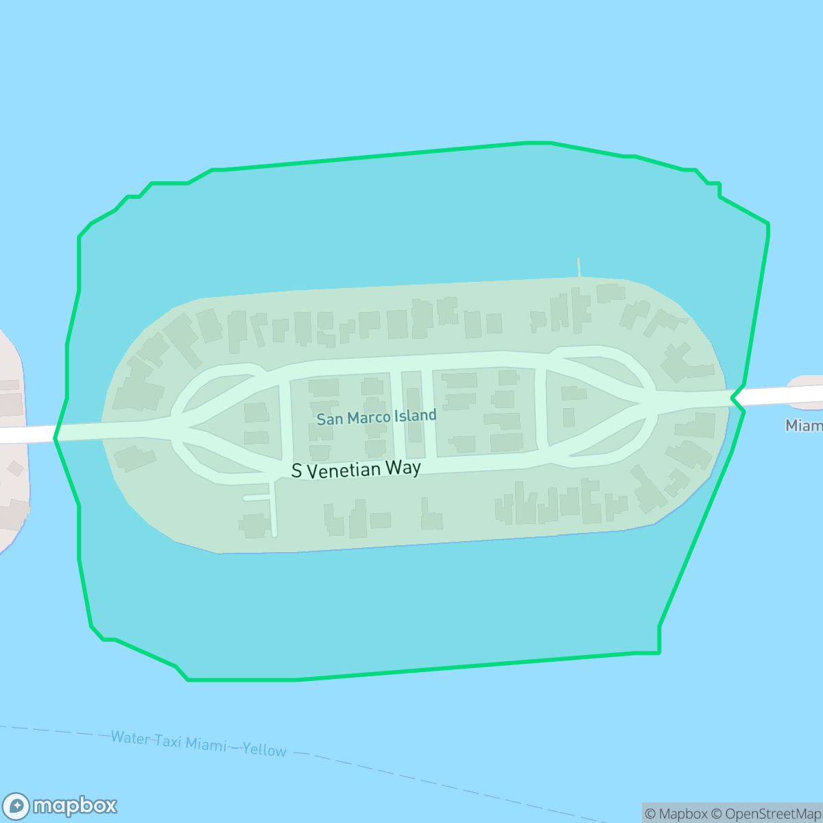 Map showing the location of San Marco Island, Miami, FL