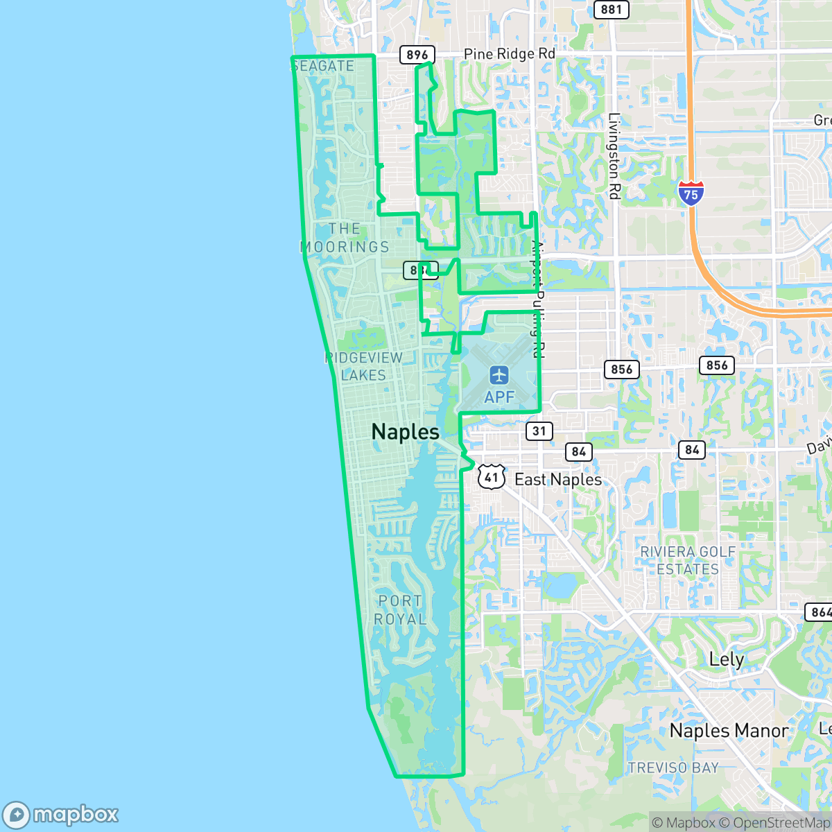 Map showing the location of Naples, FL — coverage area