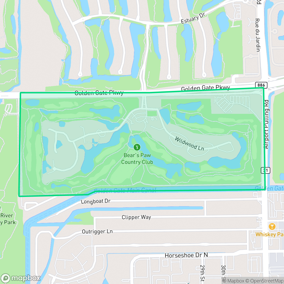 Map showing the location of Bears Paw, Naples, FL