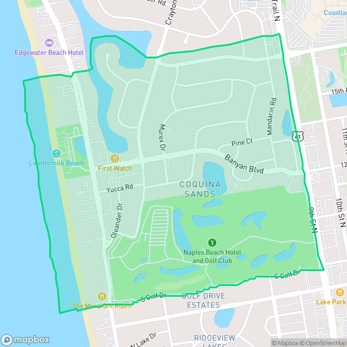 Map showing the location of Coquina Sands, Naples, FL