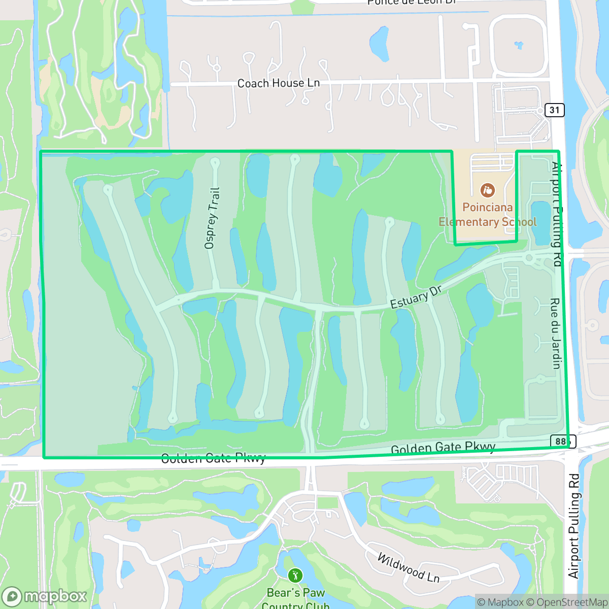 Map showing the location of Estuary at Grey Oaks, Naples, FL